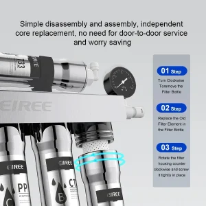 EIREE – purificateur d&rsquo;eau par Ultrafiltration en 5 étapes, purificateur d&rsquo;eau potable directe domestique, filtre à eau du robinet, retient l&rsquo;eau minérale