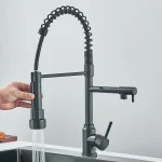 Robinet de cuisine à ressort extractible, mitigeur d&rsquo;eau chaude et froide à levier unique pour évier de cuisine, robinets à double bec, grue