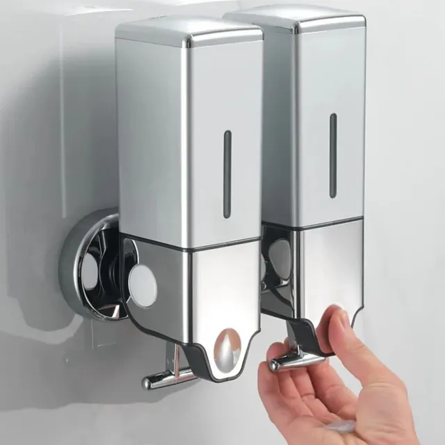 Distributeur de savon liquide en plastique blanc/argent