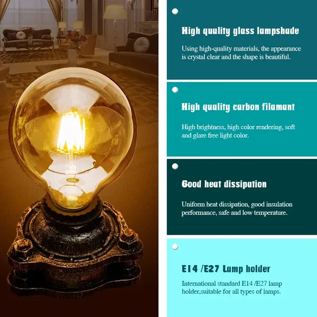 Ampoule LED rétro Edison E14 inda AC 220V 2W 4W 6W 8W – vue 3