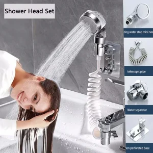 1 ensemble de pomme d&rsquo;extension de douche d&rsquo;évier détachable, robinet à connexion rapide réglable, douchette à main pour lavage des cheveux, douche, salle de bain à domicile