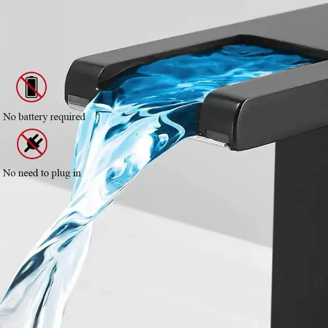 Robinet de lavabo noir LED de luxe – vue 6