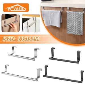 Porte-serviettes sur porte, support suspendu en acier inoxydable, armoire de cuisine, salle de bain, porte-serviettes, organisateur de maison