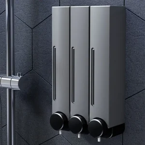 Distributeur de savon liquide de 380ML, récipient mural réutilisable pour shampoing et Gel douche, distributeur de désinfectant pour les mains en plastique étanche