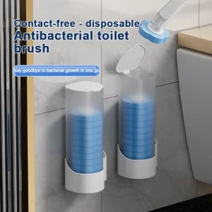 Brosse de toilette jetable à Long manche, Kit d&rsquo;outils de nettoyage de WC mural avec tête de brosse remplaçable pour accessoires de salle de bains 6 pièces