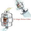 Filtre de Purification d&rsquo;eau dure pour douche à 20 étapes, pomme de douche, charbon actif, purificateur d&rsquo;eau, élimination du chlore, réduit les démangeaisons sèches de la peau