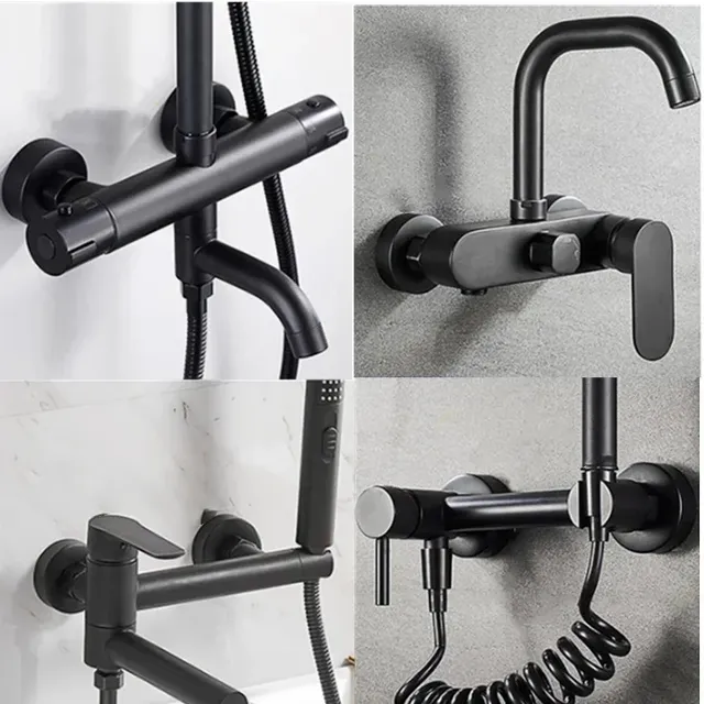 Garniture de robinet de douche noire – vue 2