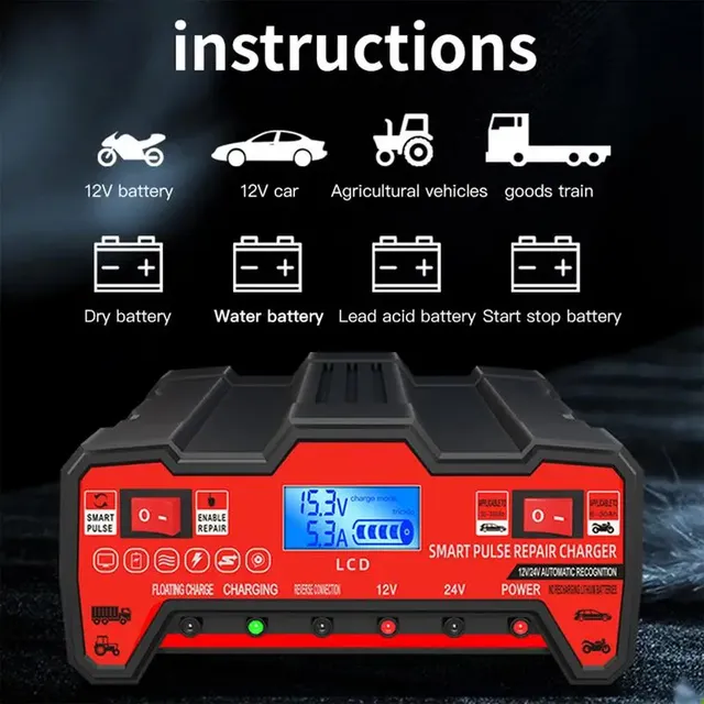 Chargeur de batterie pour voiture avec écran LCD – vue 2