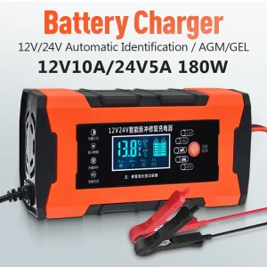 Chargeur de batterie de voiture 10A 12V chargeur de batterie automobile 24V 5A accessoires de voiture affichage numérique détection impulsion réparation chargeur de voiture