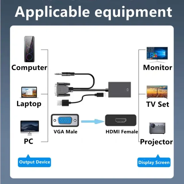 Adaptateur convertisseur VGA vers HDMI 1080P – vue 2