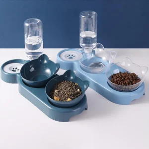 Mangeoire pour chat 3 en 1, distributeur d’eau automatique, Double bol pour animaux de compagnie, pour petits chiens et chats, récipient de nourriture pour animaux de compagnie, accessoires pour chats Mangeoire pour chat 3 en 1, distributeur d’eau automatique, Double bol pour animaux de compagnie, pour petits chiens et chats, récipient de nourriture pour animaux de compagnie, accessoires pour chats