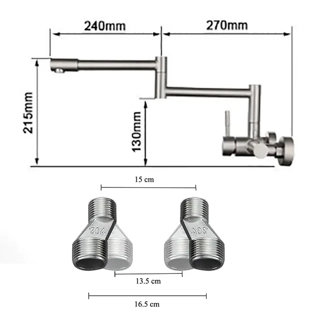 Robinet d'évier de cuisine brossé en acier inoxydable 304 – vue 5