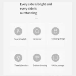 B84B-miroir de douche Forshaving douche miroir de rasage miroir de salle de bain mural avec lumières