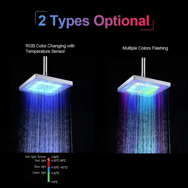 Pommeau de douche rond à lumière LED rvb de 8 pouces – vue 3