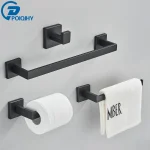 Ensemble de matériel de salle de bains, crochet pour Robe noire, porte-serviettes, barre, étagère, porte-papier de soie, accessoires de salle de bains muraux