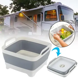 Bassin d'évier de cuisine pliable avec bouchon de vidange et poignées
