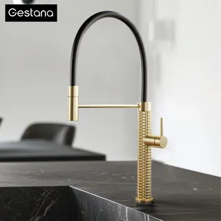 Robinet de cuisine de luxe en laiton brossé doré