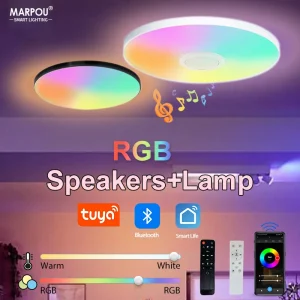 Plafonnier LED intelligent avec haut-parleur, gradation RGB, lecture de musique TUYA, 30W 36W 220V, Bluetooth, WiFi, télécommande, décoration intérieure de la maison