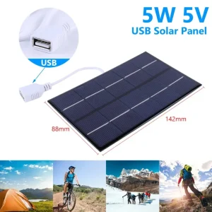 Panneau de charge solaire 5W 5V, polysilicium USB, plaque solaire pour batterie 3-5V/chargement de téléphone pour Camping en plein air