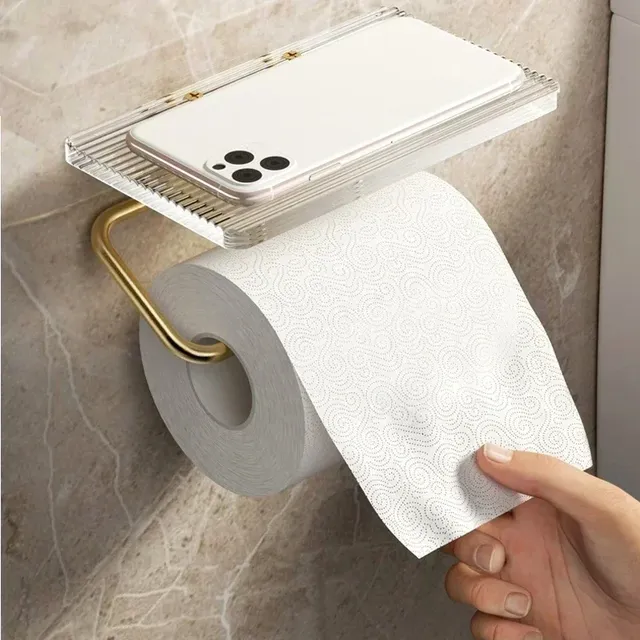 Porte-papier hygiénique doré de luxe avec étagère – vue 2