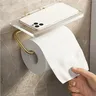 Porte-papier hygiénique doré de luxe avec étagère – vue 2