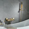 Ensemble bain douche mural doré brossé laiton gris… – vue 2