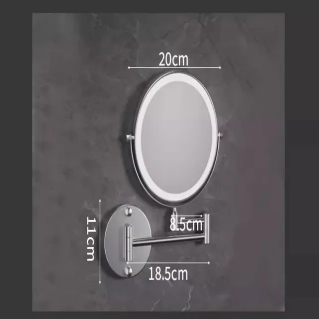 Miroir cosmétique pliant en laiton LED – vue 2