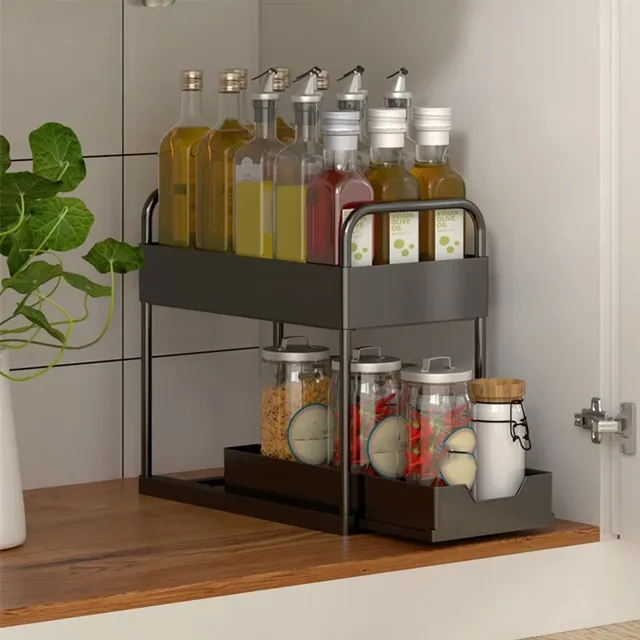 Organisateur cuisine deux niveaux coulissant rangement… – vue 4