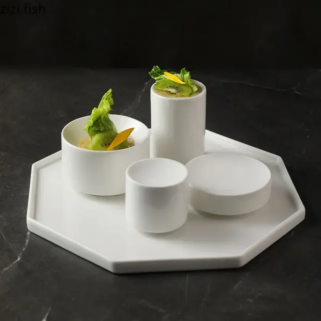 QuePlate-Assiette à dessert cylindrique en céramique