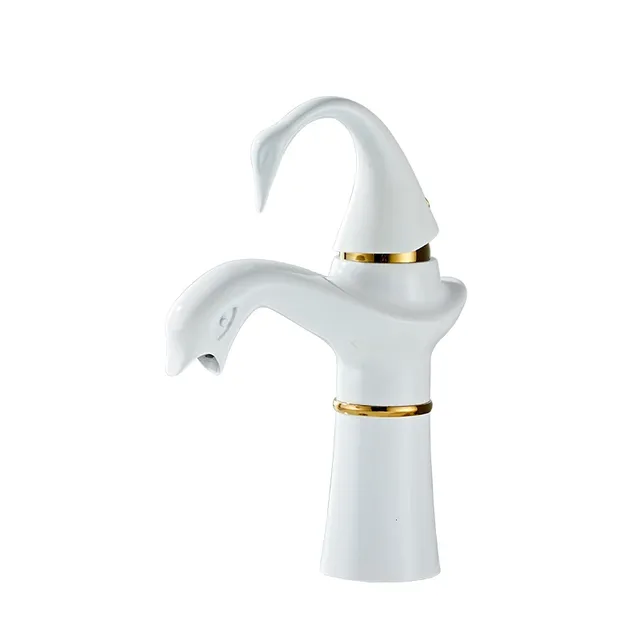 Tuqiu robinet de grand bassin or blanc cygne robinet en… – vue 7