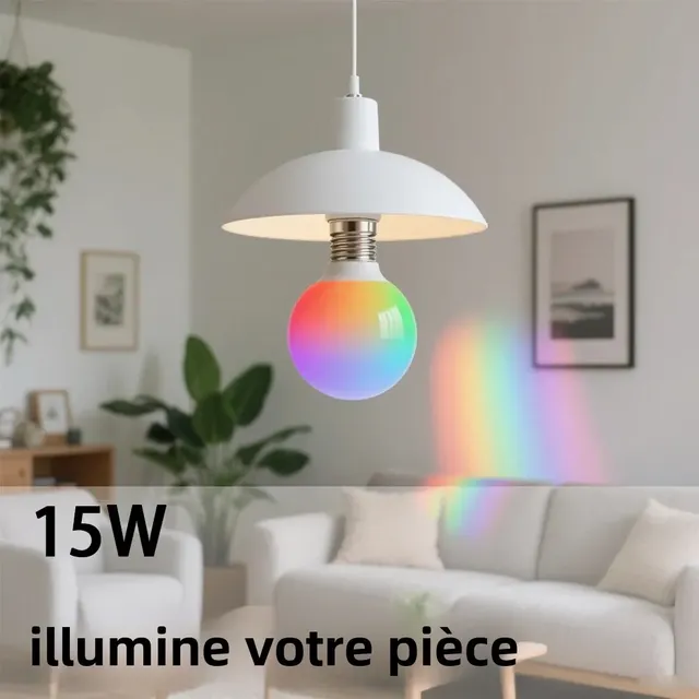 Ampoule LED RGBW sphérique opalin diffuseur E27 B22 15W… – vue 2
