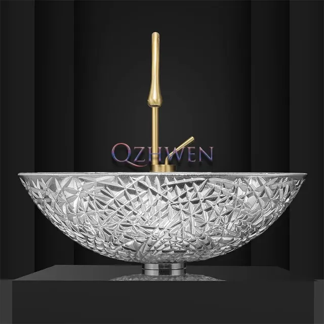 Lavabo en verre de cristal d'or électrolytique Accueil… – vue 4
