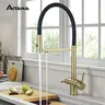 Robinet de cuisine moderne en laiton doré brossé avec… – vue 3