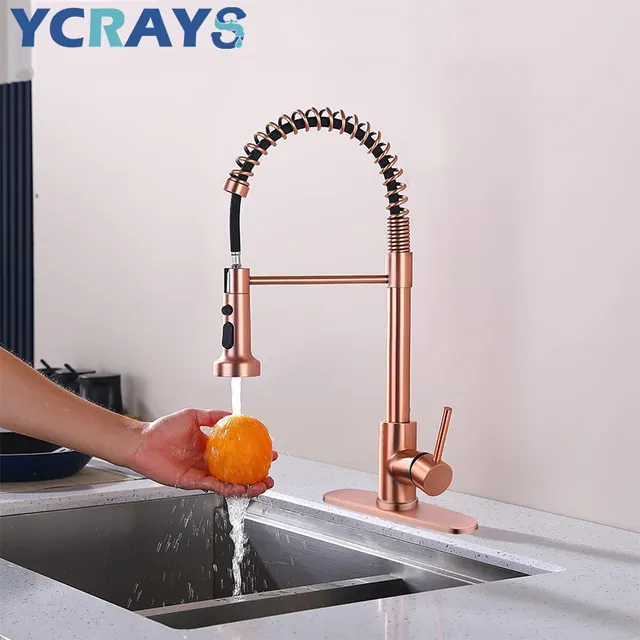 YCRAYS robinet de cuisine à ressort en cuivre rouge or… – vue 3