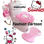 Sanrio Hello Kitty Ensemble de trois pièces de siège de toilette mignon, à la mode, dessin animé, créatif, confortable – Cadeau d&rsquo;anniversaire pour les amis