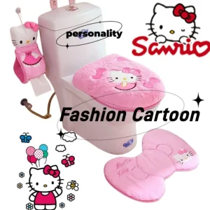 Sanrio Hello Kitty Ensemble de trois pièces de siège de toilette mignon, à la mode, dessin animé, créatif, confortable – Cadeau d’anniversaire pour les amis Sanrio Hello Kitty Ensemble de trois pièces de siège de toilette mignon, à la mode, dessin animé, créatif, confortable – Cadeau d’anniversaire pour les amis