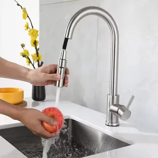 Robinet cuisine acier inoxydable brossé mitigeur monocommande bec haut…