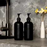 Distributeur de savon liquide noir mat 300/500ML, rechargeable, shampoing, après-shampooing, Lotion pour le corps, conteneur pour fournitures de salle de bains, hôtel