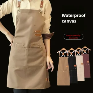 Tablier de cuisine imperméable pour femmes/hommes avec poches travail Mandil nettoyage tablier Restaurant boutique serveur uniforme de travail Tablier de cuisine imperméable pour femmes/hommes avec poches travail Mandil nettoyage tablier Restaurant boutique serveur uniforme de travail