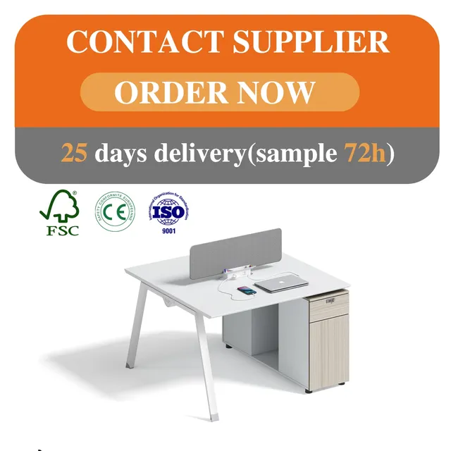 Bureau collectif blanc mat plateau mélamine E0 piétement… – vue 5