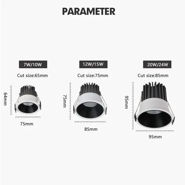 Encastré Dimmable Anti-éblouissement COB LED Downlights… – vue 6