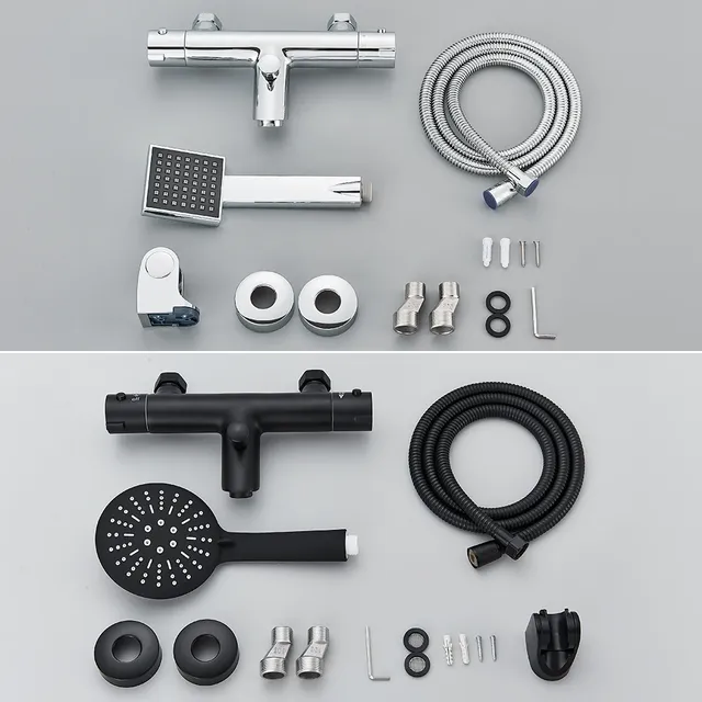 Ensemble de robinets de douche thermostatiques noirs – vue 6