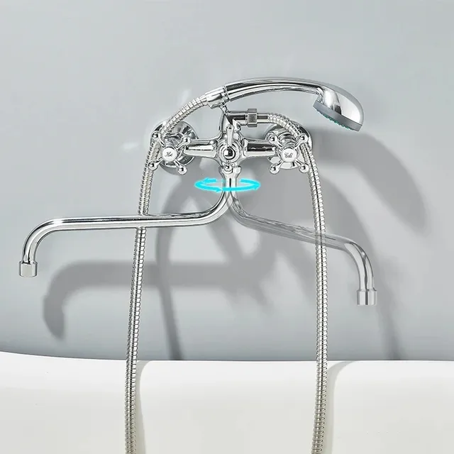Robinet mural baignoire douche chrome alliage zinc… – vue 3