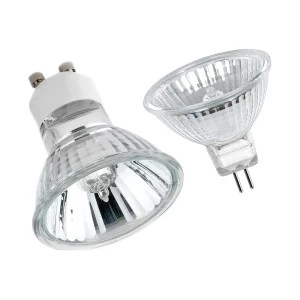 Ampoule de budgétaire halogène avec boîtier en verre, lumière à intensité variable, base 2 broches, blanc chaud, 10x, 20W-50W, 110V, 220V, 12V, Gu10, Zel16, Gu5.3, 2800K, bi-pin