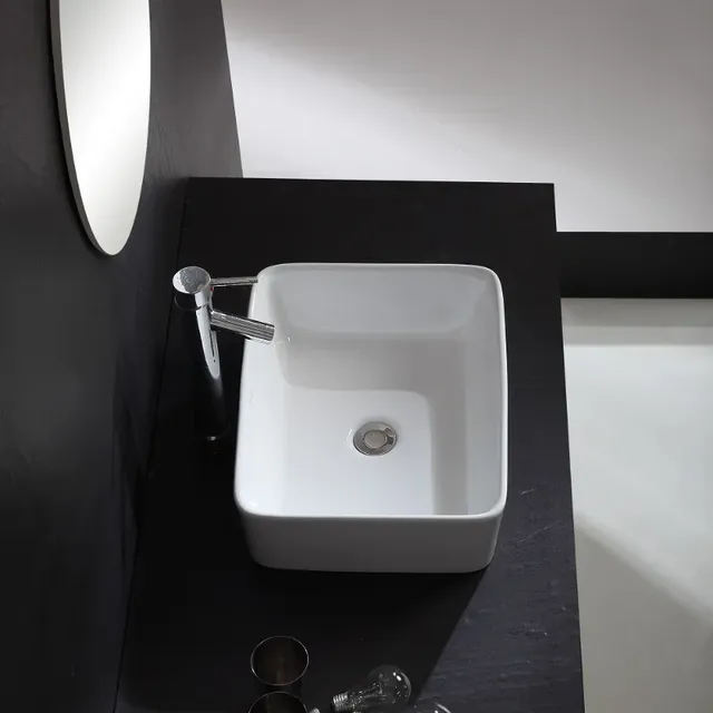 Vasque rectangulaire céramique blanche brillante… – vue 4