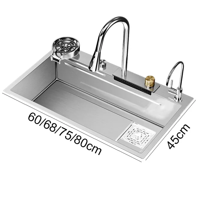 Robinet cascade d'évier de cuisine Nano brossé… – vue 6