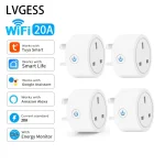 Prise intelligente Tuya 20A, WiFi UK, adaptateur 3 broches, commande vocale Alexa domestique avec fonction de minuterie de surveillance d&rsquo;énergie, ensemble de prises de courant