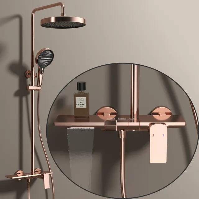 Système de douche de salle de bains Piano or Rose – vue 2