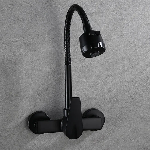 Stenoc robinet de cuisine noir double trou mural 2… – vue 5