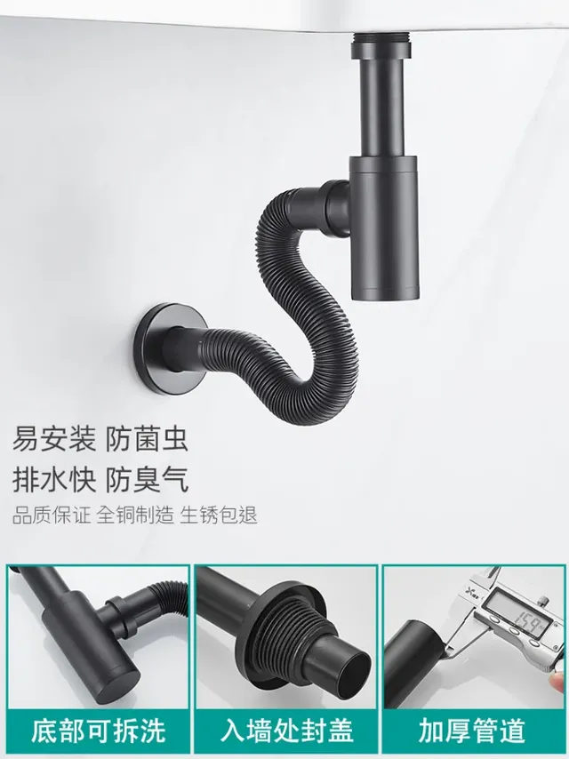 Siphon bouteille laiton bonde clic clac lavabo vasque… – vue 3